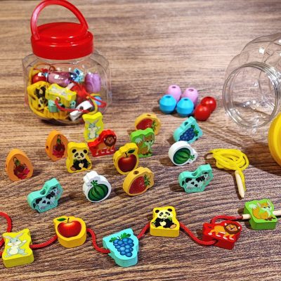 نخ و مهره چوبی قوطی