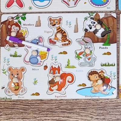 پازل پین دار پشت وایت بردی چپ بالا میمون موزدار