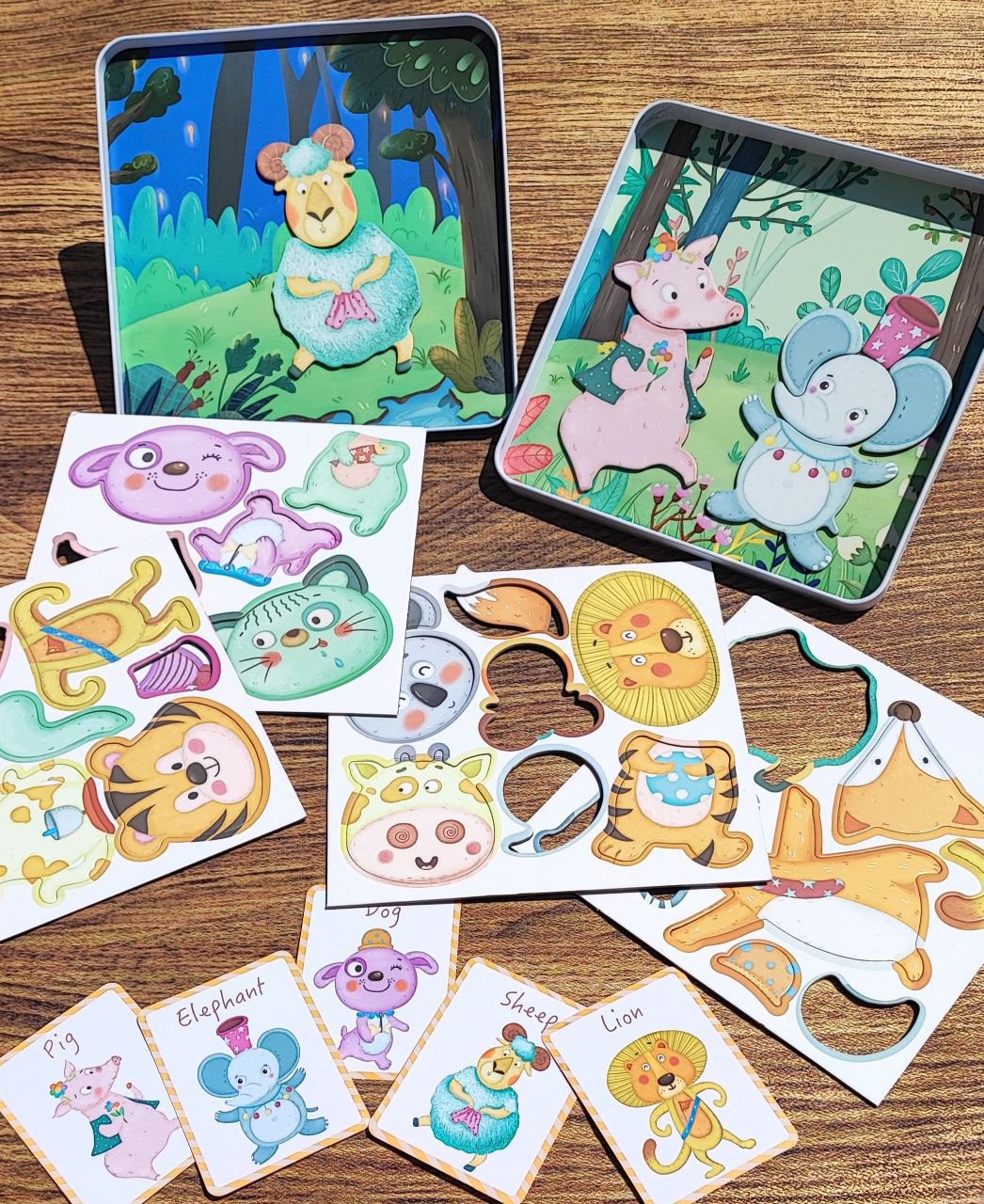 photo_2025-08-28_17-22-09 پازل مگنتی چوبی قوطی فلزی حیوانات