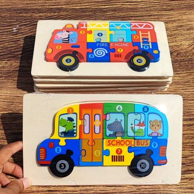 پازل 10 قطعه برجسته اتوبوس مدرسه