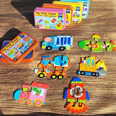 پازل 6در1 نقلیه نارنجی