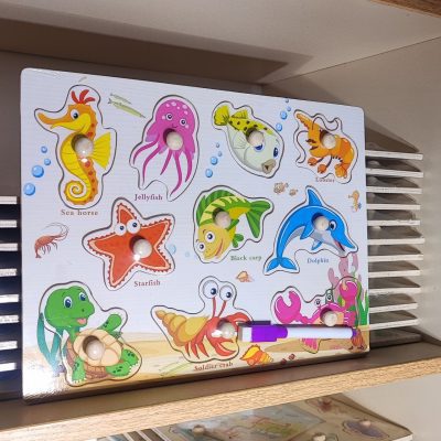 پازل پین دار پشت وایت بردی چپ بالا اسب دریایی