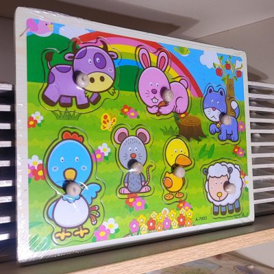 پازل پین دار صفحه رنگی وسط بالا خرگوش صورتی