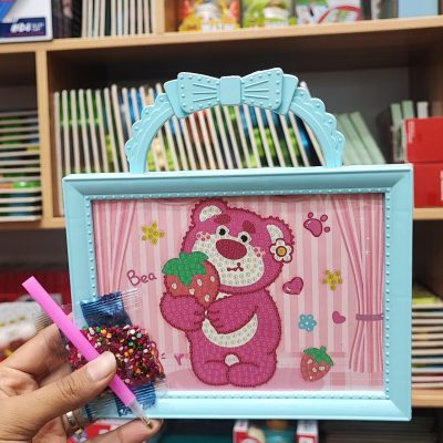 نقاشی الماسی خرس صورتی