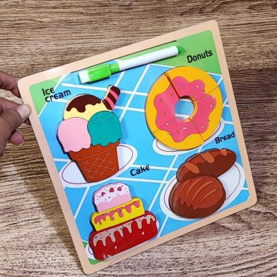 پازل برجسته 4تکه پشت وایت بردی فستفود