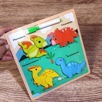 پازل برجسته 4تکه پشت وایت بردی دایناسور