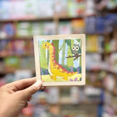 پازل چوبی تخت 9تکه دایناسورزرد و جغد