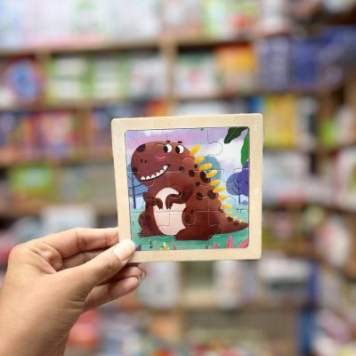 پازل چوبی تخت 9تکه دایناسور قهوه ای