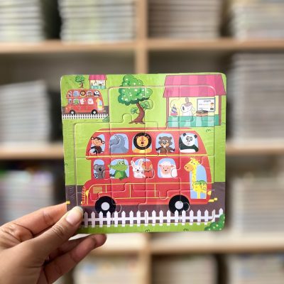 پازل 15قطعه اقتصادی اتوبوس دوطبقه حیوانات