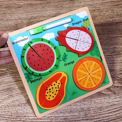 پازل برجسته 4تکه پشت وایت بردی میوه