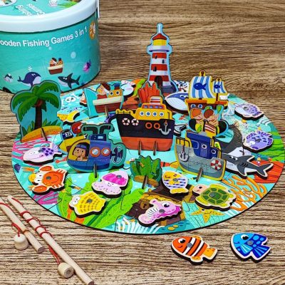 ماهیگیری مگنتی چوبی سطلی