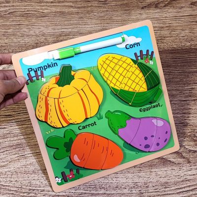 پازل برجسته 4تکه پشت وایت بردی سبزیجات