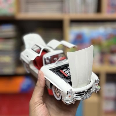 ماشین فلزی عقبکش درب بازشو موزیکال مرسدس بنز سفید