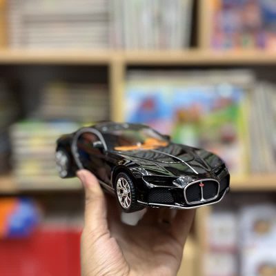 ماشین بوگاتی فلزی عقبکش درب بازشو چراغدار مشکی