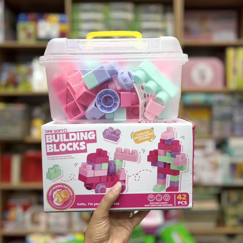 1873e23d-fc53-4ae6-b903-3d4d4864f22f لگو نرم(سیلیکونی) 42قطعه صورتی - Image 1