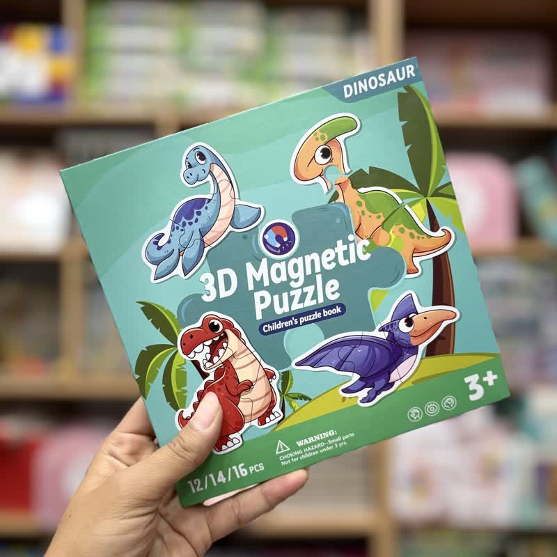 207dc8d5-c791-4220-a9dc-7448fc9bf010 پازل چوبی مگنتی کتابی دایناسور - Image 1