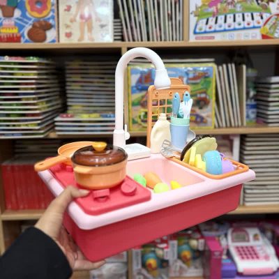 سینک ظرفشویی اسباب بازی صورتی با گاز