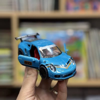 ماشین فلزی درب باز شو موزیکال مدل 3622آبی نقره ای